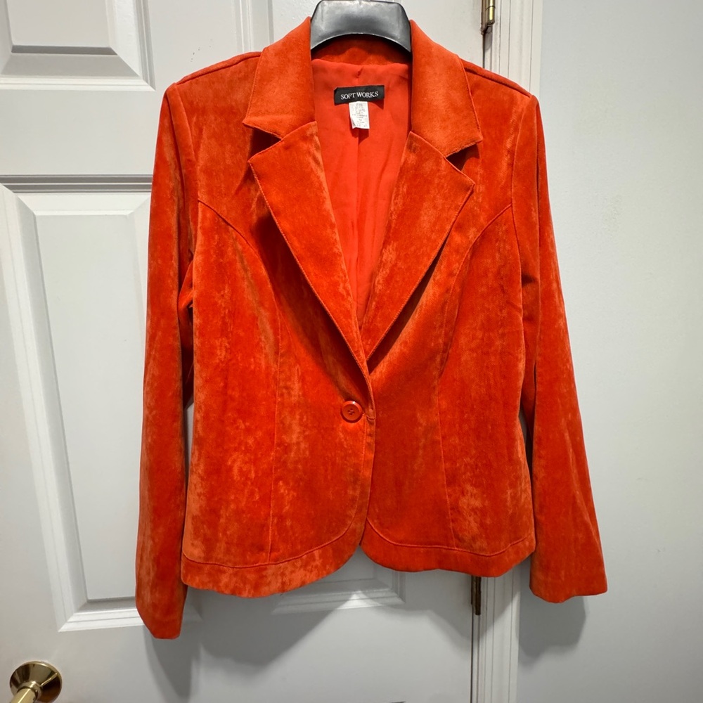 Soft Works size 12 orange faux suede jacket blazer